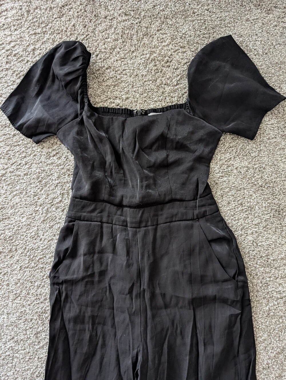 Le Lis Black Puff Sleeve Jumpsuit